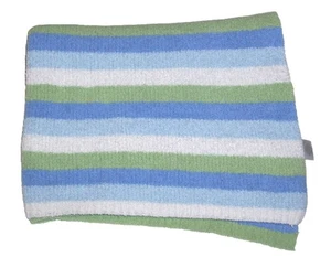 Carters Just One Year Babydecke blau grün weiß gestreift Chenille Security - Bild 1 von 2