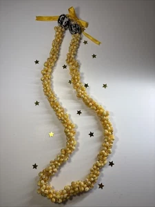 Hawaii Ni’ihau Golden Yellow (pula) Momi Shell 10 Strand 35” Lei Necklace - Picture 1 of 5