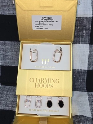 The Edgy Hoops Black Onyx &Diamond CZ - Image 1 of 3