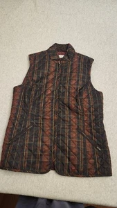 Orvis Vest Mens Medium Brown Plaid Quilted Thinsulate Pockets Corduroy Collar - Picture 1 of 16