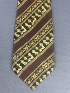HARRODS TIE - Brown & Gold - 100% SILK - Made in England - Picture 1 of 2