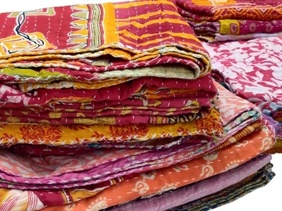 Wholesale Mix lot Tribal Kantha Quilts Vintage Cotton Bedsheet Bed Cover Rally - Image 1 of 4