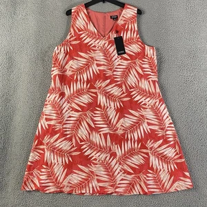 Vestido Jones New York Mujer XL Naranja Hojas Mezcla de Lino Coastal Beach Resort NUEVO - Imagen 1 de 12