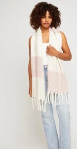 GENTLE DAWN Stripe Pink Cream Tasseled Scarf New with Tags - Picture 1 of 7