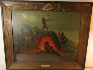 NATIVE AMERICAN PRINT BURNING ARROW CHROMOLITHOGRAPH 1904 - Picture 1 of 9