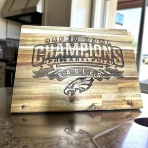 New Philadelphia Eagles Super Bowl Champion Acacia Chopping Block Cutting Board - Picture 1 of 3