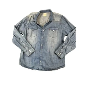 Levi’s Denim Western Hemd 3XL Langarm Pearl Snap Blau Guter Zustand - Bild 1 von 11