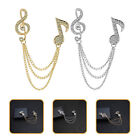  2 Pcs Plating Musical Note Brooch Man Collar Chains for Shirts Vintage Pin