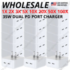 Wholesale Bulk 35W Dual USB Type C Fast Charger Cube For iPhone iPad Macbook Air