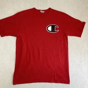 Champion T Shirt Mens XL Red Large Logo Short Sleeve 100% Cotton Heavyweight - Picture 1 of 10