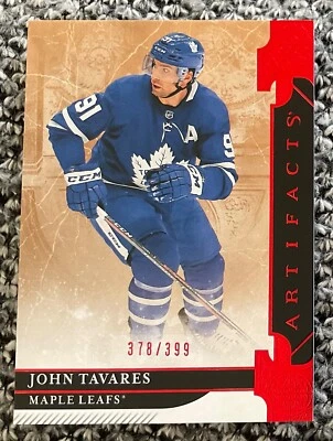 2019-20 JOHN TAVARES UD ARTIFACTS RUBY PARALLEL CARD #105 MAPLE LEAFS #378/399 - Image 1 of 2
