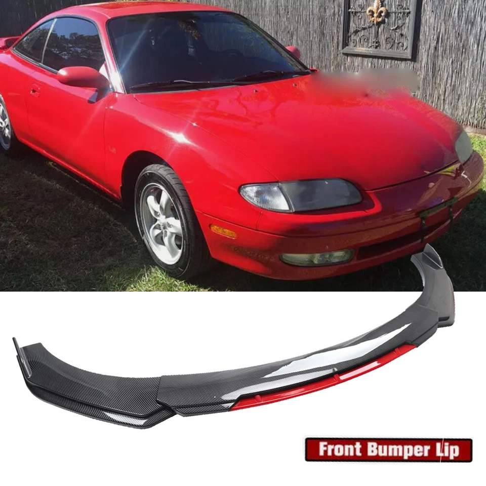 For Mazda MX-6 M LS GT Carbon Fiber/Red Front Bumper Lip Splitter Spoiler Kit - Imagem 1 de 4