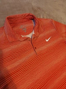 Nike DriFit mens polo shirt XL Unique Wavy stripe orange short sleeve - Picture 1 of 4