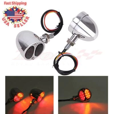 Motorcycle LED Bullet Turn Dual Signal Amber/Red Lights For Harley Touring Dyna - Image 1 of 4
