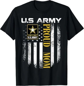 Vintage U_S_ Army Proud Mom With American Flag Gift Unisex T-Shirt - Picture 1 of 4