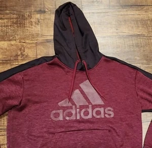 Adidas Pullover Hoodie burgandy and black mens XL athletic workout wear - Picture 1 of 18