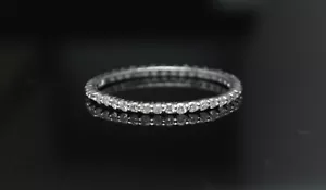 0.75ct Roind Round Diamond Eternity Ring 14K White Gold - Picture 1 of 3