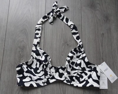 BNWT - M&S MARKS & SPENCER BLACK MIX UNDERWIRED BIKINI TOP UK SIZE 34E - Image 1 of 4