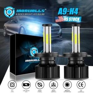 4/6 Sides H4 9003 Headlights LED Bulbs Conversion Kits Super Bright White 6500K - Picture 1 of 14