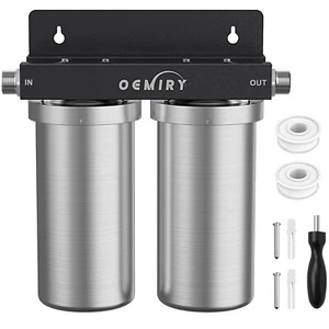 OEMIRY Whole House Water Filter, Stainless Steel Filter Housing, 2-Stage 10"x4.5 - Picture 1 of 8