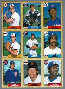 1987 OPeeChee Uncut Proof 9-Panel, Cal Ripken, Lance Parrish, Frank Tanana..(9)