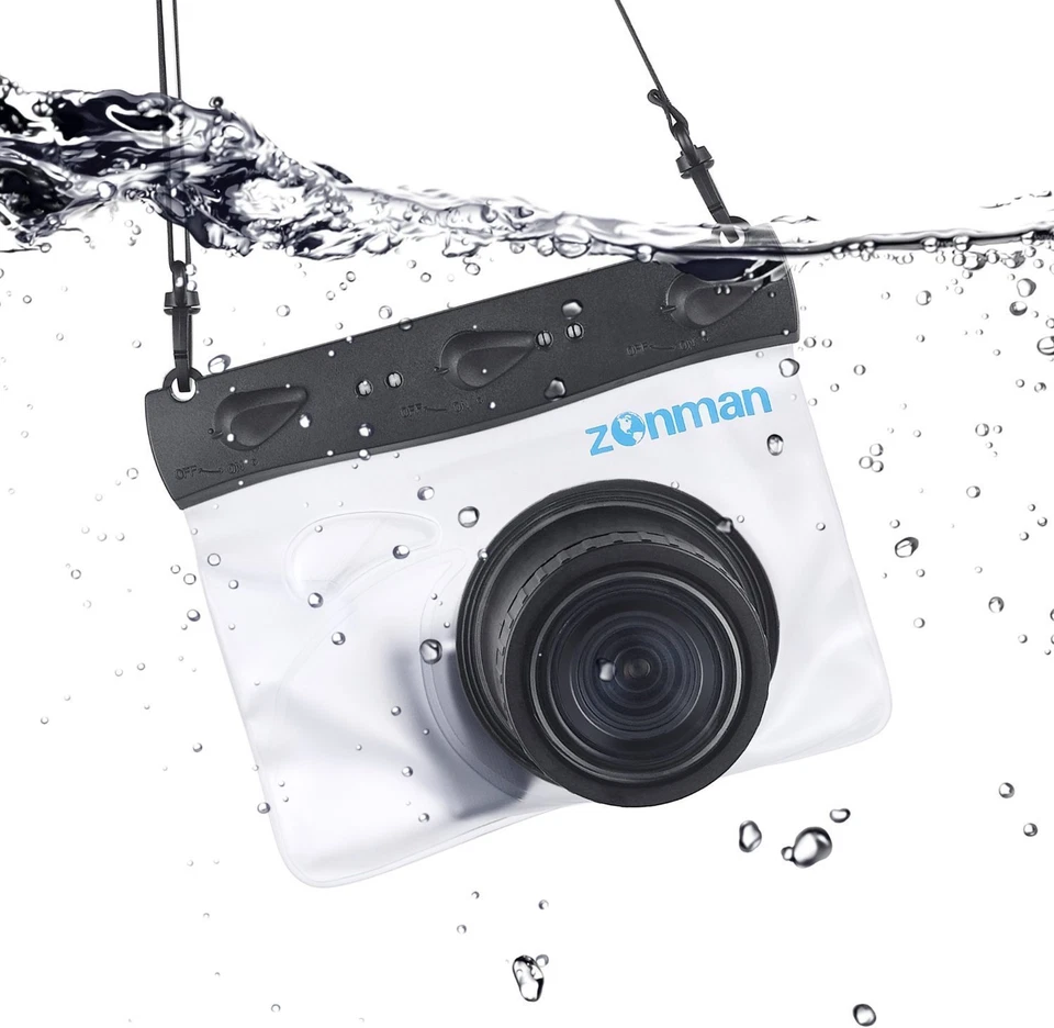 Caixa universal à prova d'água Zonman para micro câmeras 4/3 sem espelho - transparente - Imagem 1 de 2