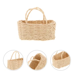 2pcs Mini Woven Baskets With Handles Tiny Handheld Woven Basket Small Flower - Picture 1 of 12