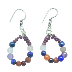 Lapis Fancy Bead Gemstone Handmade Jewelry Earring - Picture 1 of 5