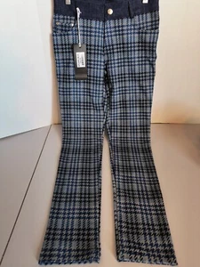 YELETE Women Pants Skinny M/L Plaid Mid Rise Ponte Knit Blue 27x29 NEW JEGGINGS - Picture 1 of 6