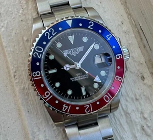 BYOP Iceman GMT Pilot Watch Seiko Automatic AR Sapphire BGW9 - Picture 1 of 8