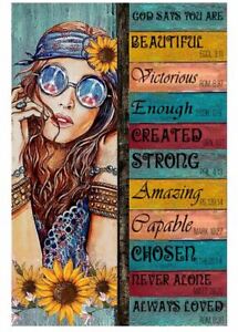Hippie God Says You Are Beautiful Victorious Enough Created Strong Poster