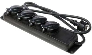 4-fach Schuko Aussen Mehrfachsteckdose schwarz  Stromverteiler Steckdosenleiste - Picture 1 of 4