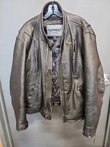 Mens Unik Premium Black Leather Motorcycle Jacket W/ Removable Liner Sz 48 - Picture 1 of 5