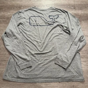 Vineyard Vines Shirt Mens XXL Gray Long Sleeve Crew Neck Logo Whale Spellout - Picture 1 of 8