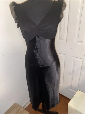Aria Satin 1930’s Retro Style Black Dress Size 6 - Image 1 of 4