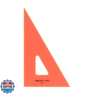 Pacific Arc Drafting Triangle, 16-inch, 30/60/90 Degrees, Fluorescent Orange - Picture 1 of 5
