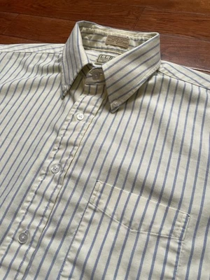 LL Bean Vintage 80s Oxford Cloth Short Sleeve Yellow Button Up Shirt 16 USA - Image 1 of 4