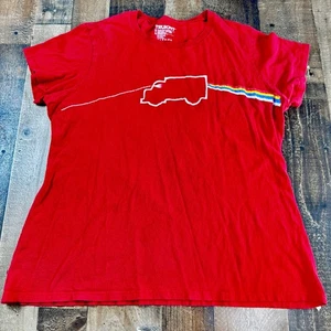 TRUKFIT Pink Floyd Parody T Shirt Womens 2XL Red with Dark Side Of Moon Rainbow - Picture 1 of 10