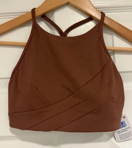 NWT Lululemon Size 6 Flow Y Wrap Front High Neck Bra ANCP Ancient Copper Brown - Picture 1 of 5
