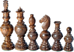 Chess Set Globe Design King 5" 32 Wooden Weighted Handmade Chess Pieces By - Picture 1 of 6