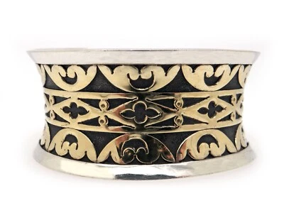 Браслет-манжета цветок вогнутый John Hardy серебро 18 карат желтое золото 30 мм  - Изображение 1 из 4