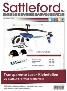 Drucker Folie 20 Klebefolien A4 für Laserdrucker Kopierer transparent Etiketten - Bild 1 von 1
