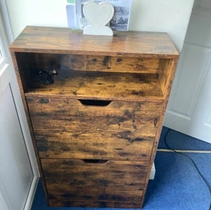 Industrial Shoe Cabinet Tall Storage Cupboard Shelves Rustic Unit Vintage Hall - Picture 1 of 5