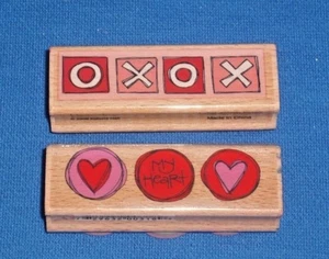 Kollette Hall Lot 2 Valentine Rubber Stamp My Heart Hug & Kiss XOXO - Imagen 1 de 4