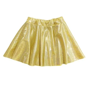 Women Girls Shiny Metallic Pleated Skirt Mini Dance Skater Skirt Elastic Waist - Picture 1 of 24