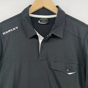 OAKLEY Shirt Mens S Ellis Short Sleeve Polo Golf Performance Cotton Blend Black - Picture 1 of 14