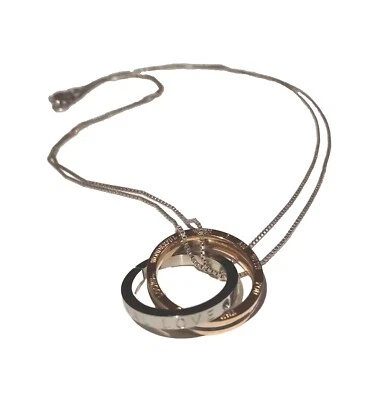 Collana Made in Italy in Argento 925 con pendente a due anelli in metallo - Immagine 1 di 4