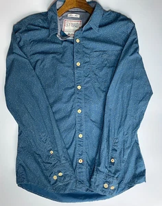 Fat Face Shirt Size Medium Mens Blue Ditsy Pattern Long Sleeved Slim Fit - Picture 1 of 11