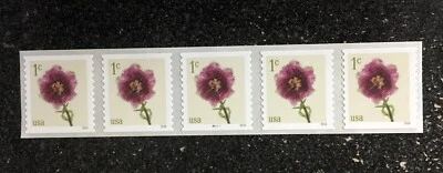 2024USA #5902 1c Fringed Tulips - Plate Number Coil Strip of 5 PNC Mint flowers - Image 1 of 2