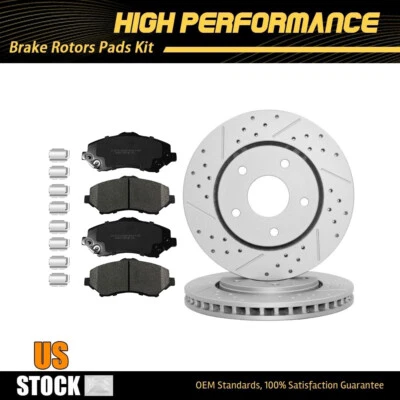 Front Brake Rotors + Ceramic Pads For Dodge Grand Caravan Journey Town & Country - Image 1 of 4